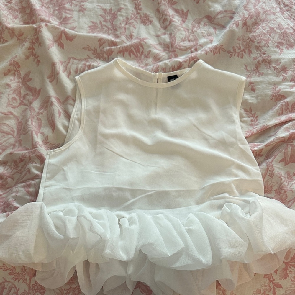 Women’s White Crop Top with white frill
